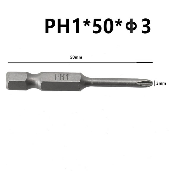 1 Pcs 50mm Screwdriver Bit 1/4inch Hex Shank High Hardness Drill PH1 for Hand Screwdriver Accessories