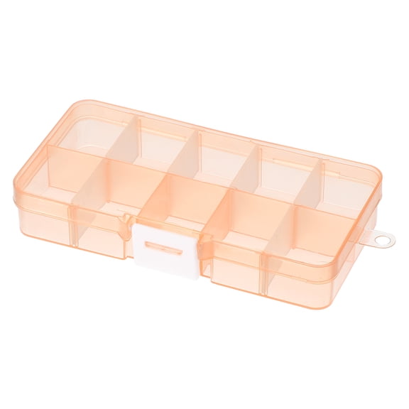 1 Pcs 5x2.4x1 Nail Charm Organizer 10 Grids Craft Box Orange