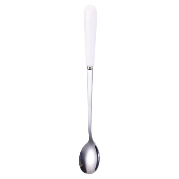 1 Pcs 6.93 Inches Stainless Steel Spoons with Shiny Ceramic Handle for Dessert/Tea/Coffee(B)
