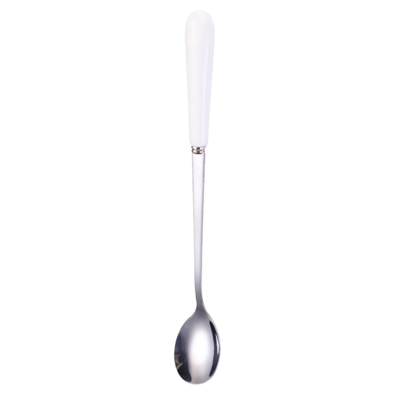 1 Pcs 6.93 Inches Stainless Steel Spoons with Shiny Ceramic Handle for Dessert/Tea/Coffee(B)