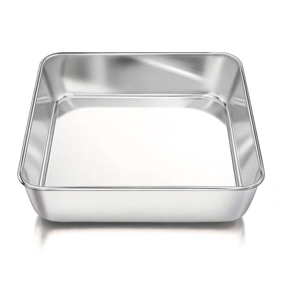 1 Pcs 6 Inch Square Stainless Steel Baking Pans - Non-Toxic Leakproof Brownie Lasagna Cake Pans with Smooth Rim, Oven & Dishwasher Safe