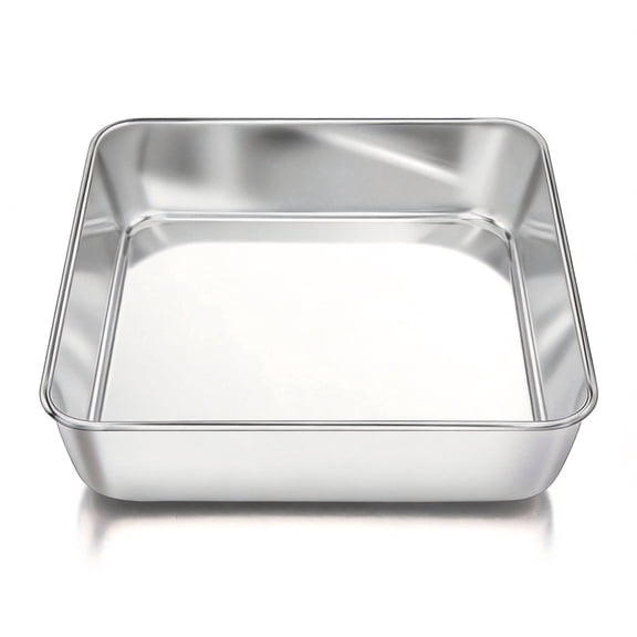 1 Pcs 6 Inch Square Stainless Steel Baking Pans - Non-Toxic Leakproof Brownie Lasagna Cake Pans with Smooth Rim, Oven & Dishwasher Safe