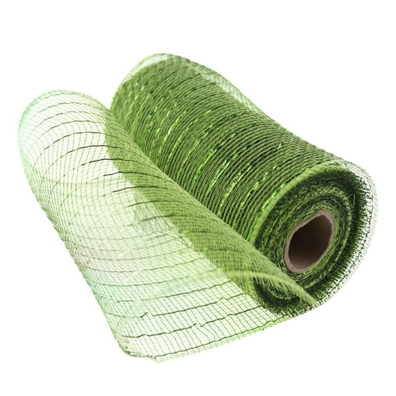 1 Pcs 6 Inch x 10 Yard Poly Decorative Mesh Ribbon, Metallic Mesh Ribbon, Christmas Ribbon Wide Foil Deco Poly Mesh Ribbon for Wreath Swags and Christmas Tree Decoration