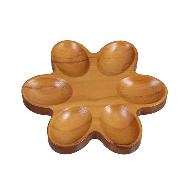 1 Pcs 6Egg Wooden Tray, Luxshiny Wooden Deviled Egg Tray, Eggs Holder Decorative Chicken Eggs Display Tray for Kitchen Countertop and Refrigerator Storage Construction Stylish