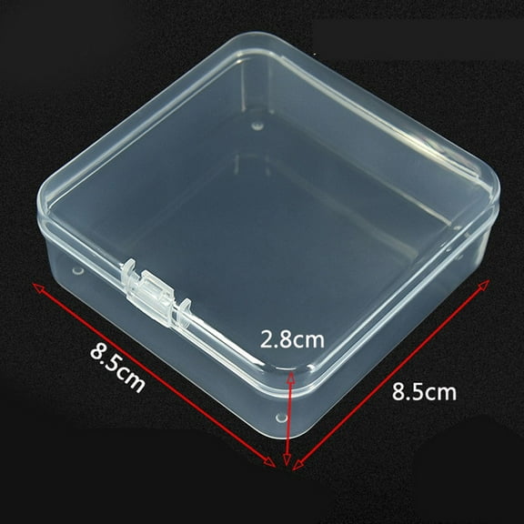 1 Pcs 8x8x2.5cm Small Clear Square Transparent Plastic Box Jewelry Crafts Case Container for Storage Hardware Parts