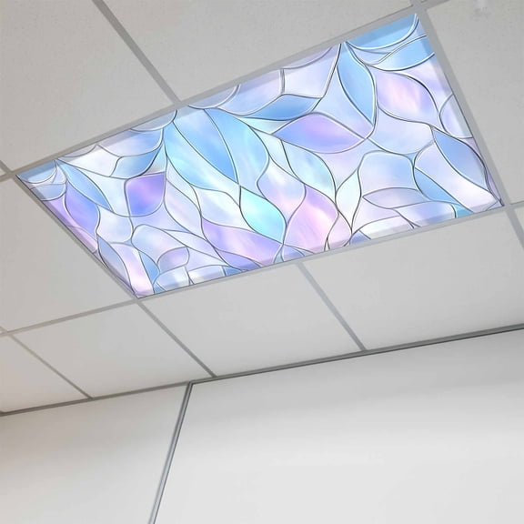 1 Pcs Abstract Art Fluorescent Light Covers Gradient Stained Glass Fragments Modern Magnetic Light Covers for Ceiling Lights 4 x 2 ft Drop Ceiling Lights Cover Shade for Office, Home, Hospital