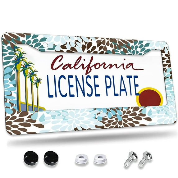 1 Pcs Abstract Flower like Shapes License Plate Frame,License Plate Cover for Car Decorative Parts,Aluminum License Plate Bracket Holder Rust-Proof for US Standard Car