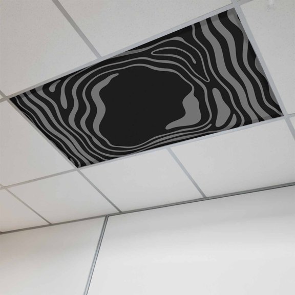 1 Pcs Abstract Fluid Pattern Fluorescent Light Covers Modern Minimalist Black Gray Ripple Frame Magnetic Light Covers for Ceiling Lights 4 x 2 ft Drop Ceiling Lights Cover Shade for Office, Home,