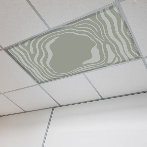 1 Pcs Abstract Fluid Pattern Fluorescent Light Covers Modern Minimalist Sage Green Ripple Frame Magnetic Light Covers for Ceiling Lights 4 x 2 ft Drop Ceiling Lights Cover Shade for Office, Home,