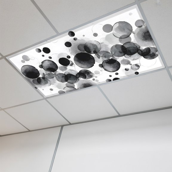 1 Pcs Abstract Ink Fluorescent Light Covers Black Ink Splatter Bubbles Drops Magnetic Light Covers for Ceiling Lights 4 x 2 ft Drop Ceiling Lights Cover Shade for Office, Home, Hospital