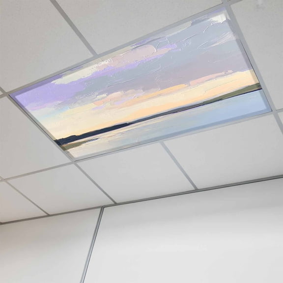 1 Pcs Abstract Landscape Painting Fluorescent Light Covers Blue Watercolor Graffiti Art Magnetic Light Covers for Ceiling Lights 4 x 2 ft Drop Ceiling Lights Cover Shade for Office, Home, Hospital