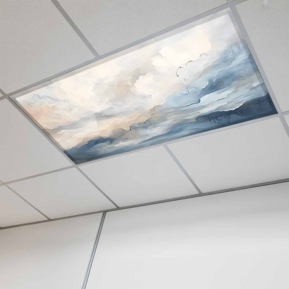 1 Pcs Abstract Modern Art Fluorescent Light Covers Watercolor Blue Graffiti Art Magnetic Light Covers for Ceiling Lights 4 x 2 ft Drop Ceiling Lights Cover Shade for Office, Home, Hospital