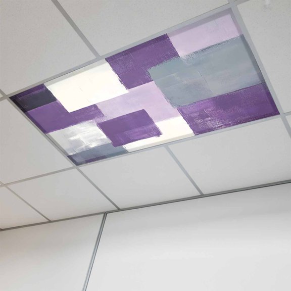 1 Pcs Abstract Purple Fluorescent Light Covers White Gray Gradient Graffiti Color Block Magnetic Light Covers for Ceiling Lights 4 x 2 ft Drop Ceiling Lights Cover Shade for Office, Home, Hospital