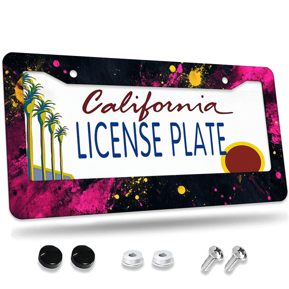 1 Pcs Abstract Spiral License Plate Frame, License Plate Cover for Car Decorative Parts, Aluminum License Plate Bracket Holder Rust-Proof Weather-Proof for US Standard Car