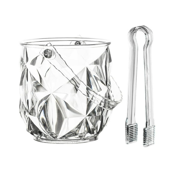 1 Pcs Acrylic Crystal Ice Bucket with Handle and Ice Clamp, Clear Diamond Shape Container, Acrylic ice Bucket for Parties Bar Wine Beer Champagne Beverage Bottle Cooler
