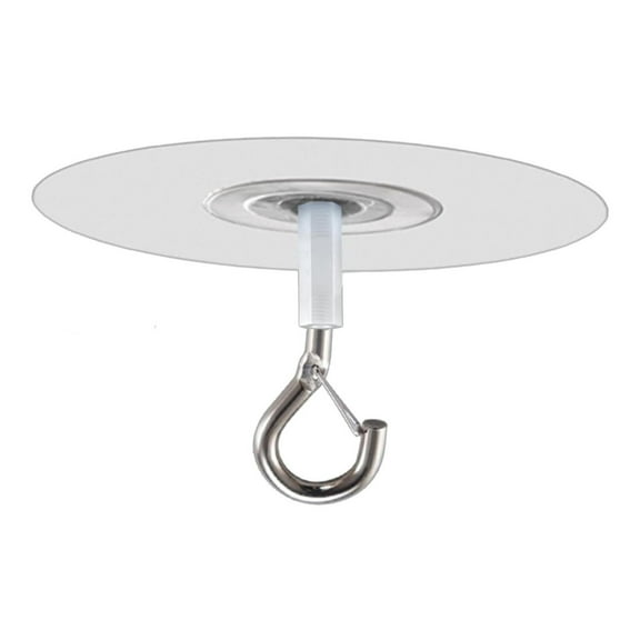 1 Pcs Adhesive Ceiling Hook, Adhesive Ceiling Hooks with Safety Clasp, Stick-On Wall Hooks for Plants, Wind Chimes, Home Storage and Bathroom Decor