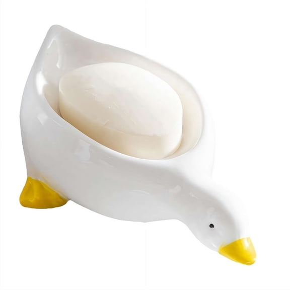 1 Pcs Adorable Cute Duck Shape Soap Dish, Draining Design for Easy Cleaning, Sturdy Soap Saver Tray for Bathroom Kitchen