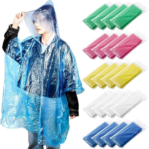 1 Pcs Adults Rain Ponchos Bulk Disposable Rain Ponchos with Hood Emergency Disposable Raincoat for Adults Homeless