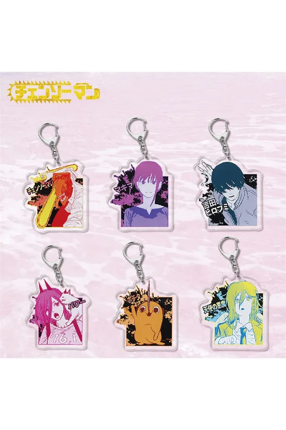 1 Pcs Anime Cute Keychain Women Chainsaw Anime Character Key Chain Car Key Chain Figures Denji Chainsaw Anime Character Chainsaw Anime Character Power Acrylic Cosplay Girls Gift