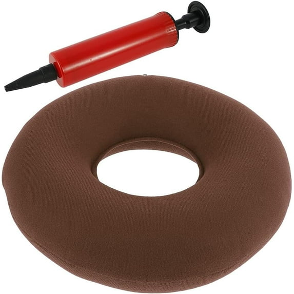 1 Pcs Anti Bedsore Ring Cushion,Portable Inflatable Wheelchairs Seat Cushion,15" Donut Cushion Seat with Air Pump,Round Hemorrhoid Seat Pillow,for Tailbone Pain Relief,Bed Sores Brown