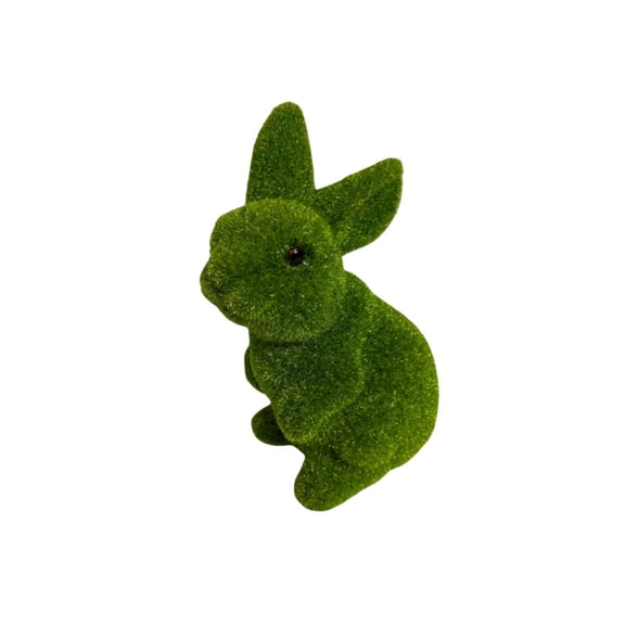 1 Pcs Artificial Bunny Decorative Figurines,Faux Flocked Plastic Easter Bunny Decor,Small Artificial Bunny,Fake Flocking Bunny Sculpture For Spring Easter Table Garden Baskets Decor,(B,3.35x5.91 in)