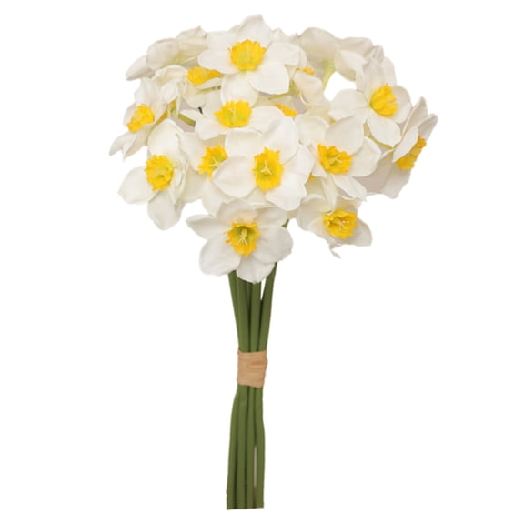 1 Pcs Artificial Daffodils Flowers,16.14 Inch Fake Daffodils Flower With Stems,Spring Fake Flowers,Artificial Centerpiece Flower Decor Bouquet,For Outdoor Garden, Porch, Wedding, Home Decor,White