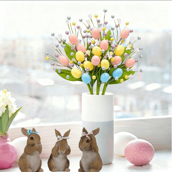 1 Pcs Artificial Easter Egg Artificial Bunny Topiary, 3 ft Bunny Shaped Topiary Trees, Faux Boxwood Topiary Bunny with Planter Pots for Indoor Outdoor Home Porch Decor