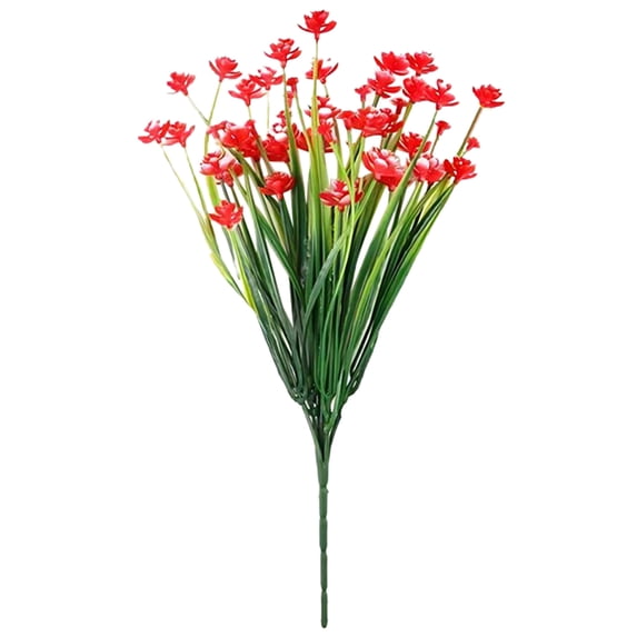 1 Pcs Artificial Fake Flowers,Artificial Flowers Bundles,Spring Grass Camellia Fake Flowers Plastic Plants,Outdoor Plastic Flowers,Artificial Outdoor Flowers,For Garden Porch Planter Decor,Red