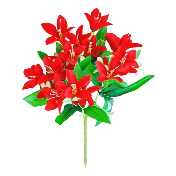 1 Pcs Artificial Bouquet for Home Decor, Spring Table Centerpiece Flower Arrangement, Realistic Silk Flowers for Valentine's Day and Mother's Day Gift, Home Wedding Party Decor Supplies (Red)