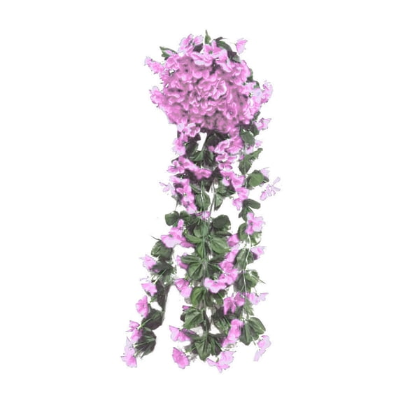 1 Pcs Artificial Faux Hanging Flowers Plants Outside Fake Silk Mums Violets with Eucalyptus Realistic UV Resistant Trailing Vines Porch Patio Yard Indoor Wedding Party Favors(Classic Color)