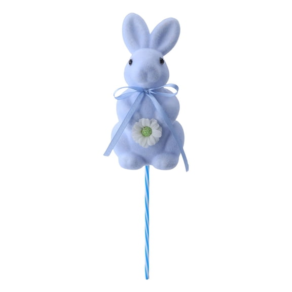 1 Pcs Artificial Flocked Bunny With Flower Easter Decorations,Small Colors Bunnies Figurines With Bow,Flocked Bunny Easter Decor For Spring Easter Home Party Table Centerpiece Decoration,(D,15.74 in)