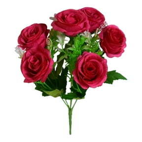 1 Pcs Artificial Flower Silk Rose, Realistic Fake Silk Roses, Mini Rose Bush Arrangement for Wedding Party Home Centerpieces Office DIY Cemetery Grave Decoration 12.2"