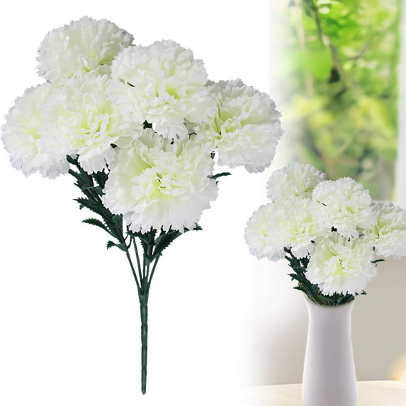1 Pcs Artificial Flowers white Faux Ball Chrysanthemum Bouquet Flowers Wedding Bouquet for Home Garden Party Wedding Decoration (7 Heads)
