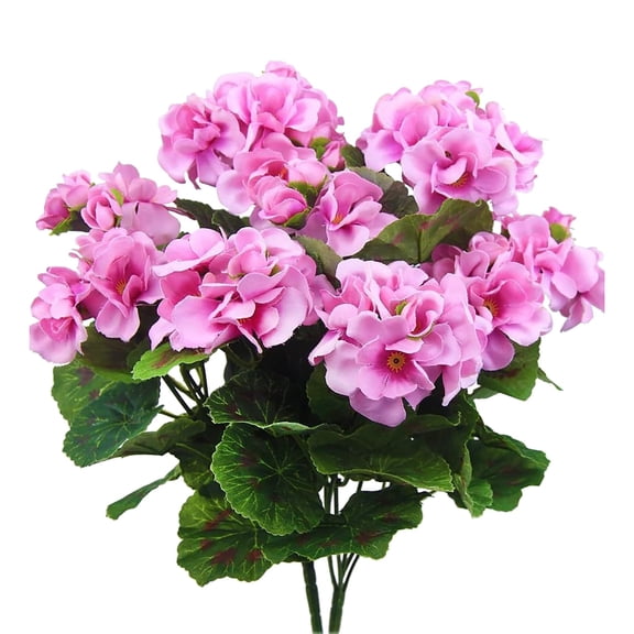 1 Pcs Artificial Geranium, Outdoor Silk Flowers Artificial Geranium Bush Faux Flowers Geraniums for Floral Home Decor Indoor Garden Patio Grave Cemetary Vase Table Centerpiece