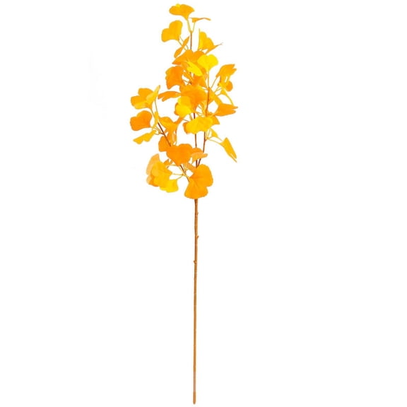1 Pcs Artificial Ginkgo Leaves Branch, Artificial Ginkgo Leaf Stem, Faux Ginkgo Stems Spring Summer Fake Ginkgo Twigs Branches Plants Stem for Vase Home Party Autumn Wedding Office Fall Decoration