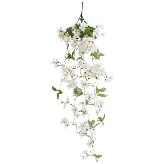 1 Pcs Artificial Hanging Flower, Artificial Fake Hanging Flowers Plants for Outdoor, Faux Silk Hibiscus Long Trailing Vines Realistic UV Resistant for Home Indoor Outside Front Porch Planter Patio