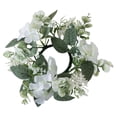 thumbnail image 1 of 1 Pcs Artificial Hydrangea Candle Rings Wreaths,9.84 Inch Small Wreath Pillar Candle Holder,Center Mini Artificial Flower Wreaths Candle Ring Wreaths Holder,For Wedding Door Wall Window Decor,White, 1 of 8