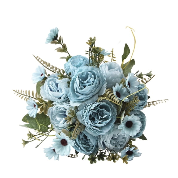 1 Pcs Artificial Peonies Bouquet,Fake Flowers,Artificial Peony Bouquet with Stems,Faux Peony Arrangements Fake Flower,Silk Flower Bouquet,for Home Table Centerpiece Wedding Decor,(Light Blue,11.8 in)