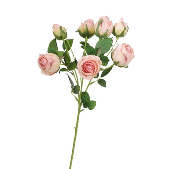 1 Pcs Artificial Rose Silk Flower, Artificial Rose Bud Silk Flower, 19" Long Artificial Flower Bush for Wedding Decor Home Decoration Faux Roses Decor- Fake Pink Rose with Stem