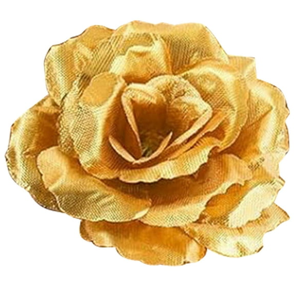 1 Pcs Artificial Roses Flowers Head,2.76 Inch Artificial Roses Flowers,Fake Silk Roses Flowers,Stemless Silk Flower Heads For Wedding Bouquet,Party Home Decor,Diy Centerpieces Tables Decoration,Gold