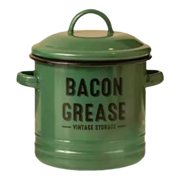 1 Pcs Bacon Grease Container, Enamel Covered Cooking Pot, Cooking Pot with Lid Oil Keeper Can Bacon Grease Container with Strainer for Kitchen Cooking Grease Saver Keeper for Reuse & Disposal