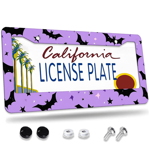 1 Pcs Bats and Stars License Plate Frame, License Plate Cover for Car Decorative Parts, Aluminum License Plate Bracket Holder Rust-Proof Weather-Proof for US Standard Car