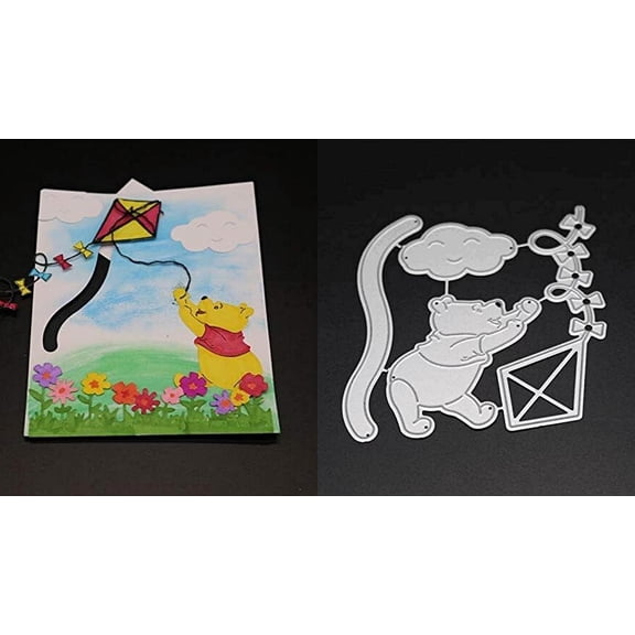 1 Pcs Bear flies Kite Cutting Dies,Bear Die Cuts,DIY Scrapbooking Artist Metal Cutting Dies Stencils Little Bear Frame Stencils for Scrapbooking DIY Card Making New Craft