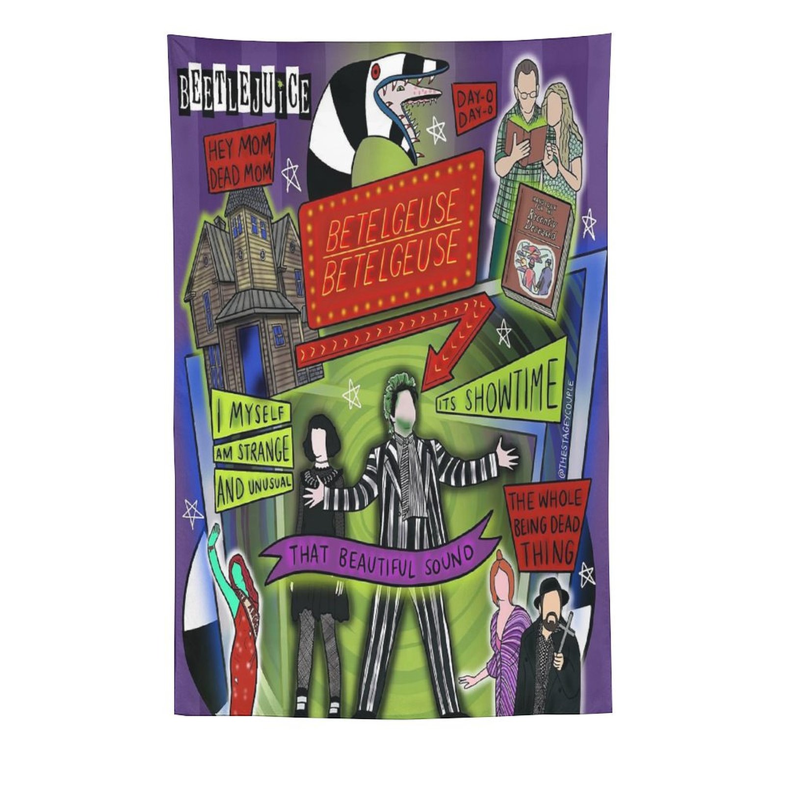 1 Pcs Beetlejuice Tapestry 60"x90" Wall Hanging Modern Room Art Decor