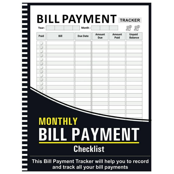 1 Pcs Bill Notebook,Monthly Bill Payment Checklist,8.5" X 11" Simple Binding Bill Track Notebook,Monthly Bill Organizer & Planner, Financial Planner Notebook,Budget Organizer,(Black,8.66x11.02 in)