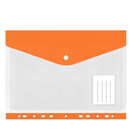 1 Pcs Binder Folders Organizer,Binder Pocket,Plastic Envelopes Binder Folders,11 Holes Expandable Binder Folders,Plastic Expanding File Folders with Label & Snap Button Closure for School,(Orange)