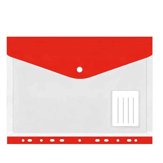 1 Pcs Binder Folders Organizer,Binder Pocket,Plastic Envelopes Binder Folders,11 Holes Expandable Binder Folders,Plastic Expanding File Folders with Label & Snap Button Closure for School,(Red)