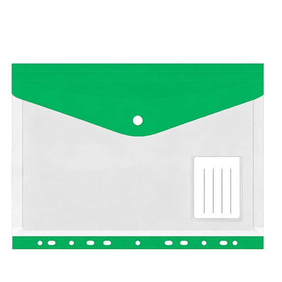 1 Pcs Binder Folders Organizer,Binder Pocket,Plastic Envelopes Binder Folders,11 Holes Expandable Binder Folders,Plastic Expanding File Folders with Label & Snap Button Closure for School,(Green)
