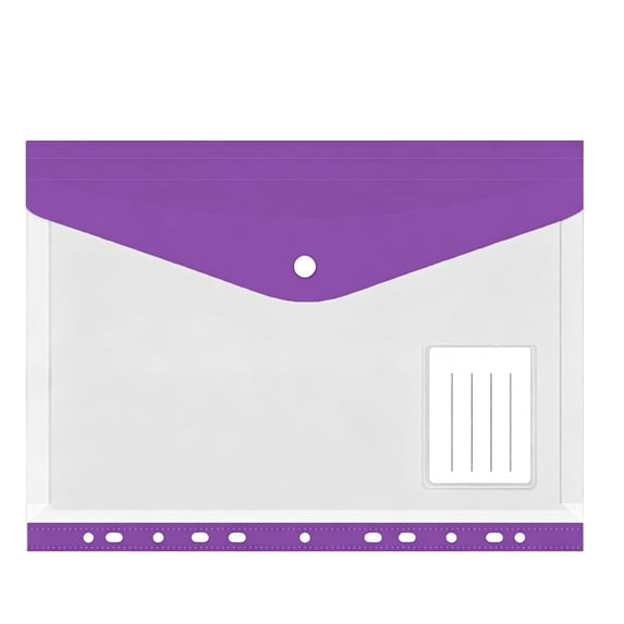 1 Pcs Binder Folders Organizer,Binder Pocket,Plastic Envelopes Binder Folders,11 Holes Expandable Binder Folders,Plastic Expanding File Folders with Label & Snap Button Closure for School,(Purple)