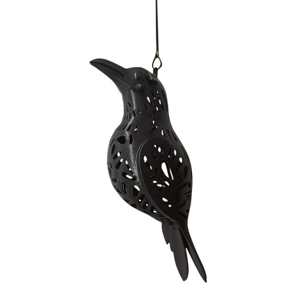 1 Pcs Black Hollow Metal Birds Shape Hanging Ornament With Lights Outdoor Atmosphere Home Decoration For Yard, Porch And Window